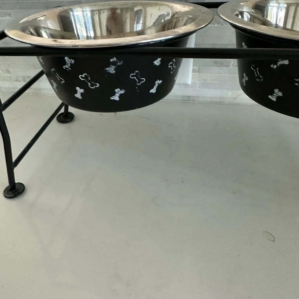 Stainless Steel Double Pet Bowl with Stand